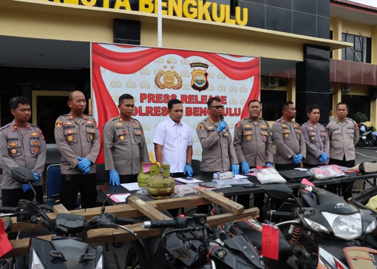 Sikat Kejahatan 3C, Polresta Bengkulu Penuhi 8 Target Operasi dan Sita Puluhan Barang Bukti Curian