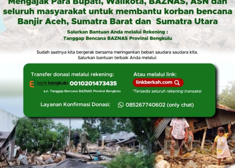 Gubernur Bengkulu Galang Bantuan untuk Korban Bencana di Sumatera, Target Rp3 Miliar