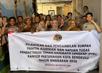 BPN Kota Bengkulu Lantik Tim Adjudikasi PTSL 2026, Target 200 Bidang Tanah di Tiga Kelurahan