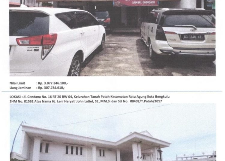 Kredit Macet Rp 5 Miliar, Bank Bengkulu Lelang Aset Anggota Aktif DPD RI