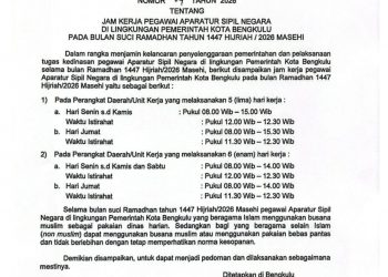 Ramadan 1447 H, Pemkot Bengkulu Sesuaikan Jam Kerja ASN demi Layanan Tetap Prima