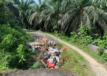 Jalan Rusak di Pino Raya Bengkulu Selatan Disulap Jadi Tempat Pembuangan Sampah